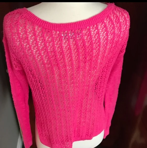 Abercrombie & fitch bright pink back crotchet sweater - Picture 3 of 8